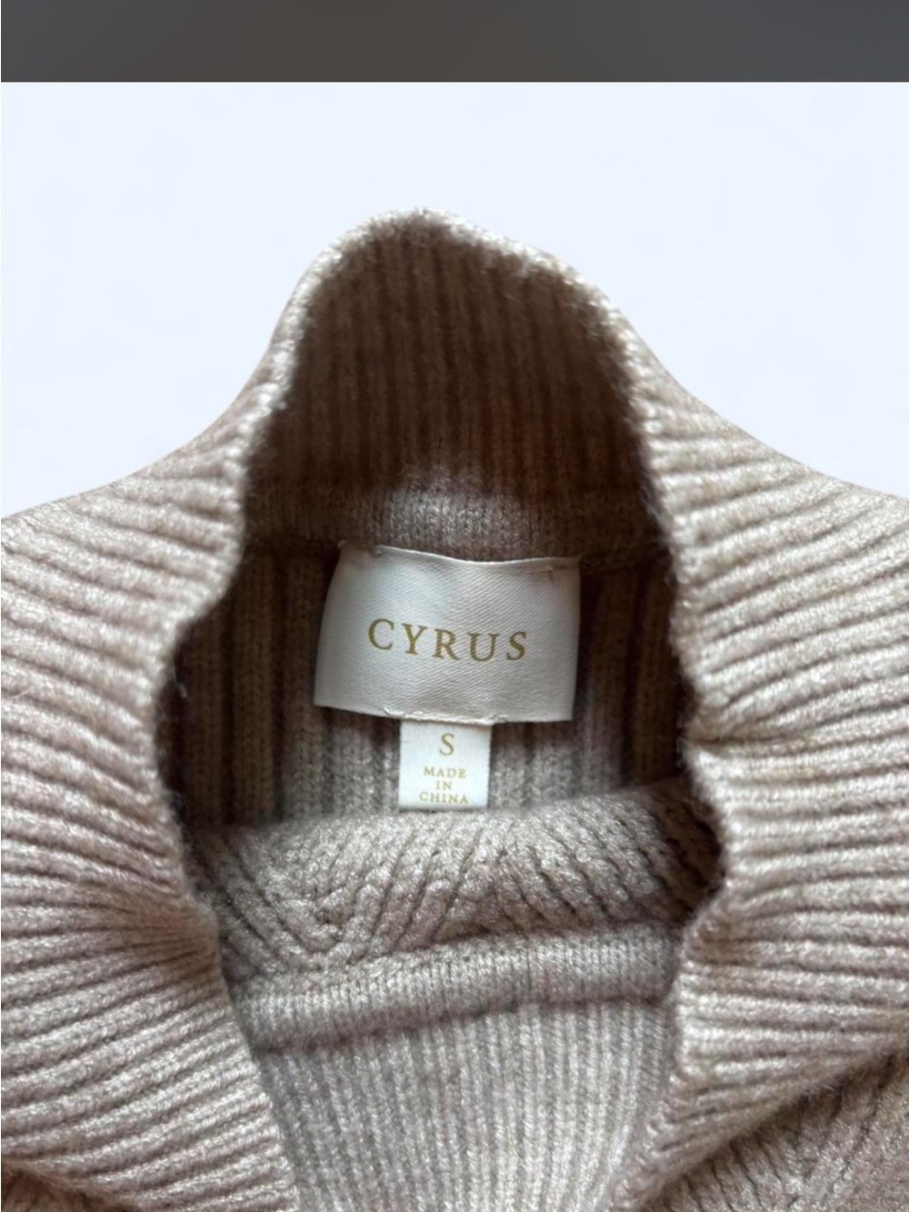 Cyrus Cream Ribbed Mock Neck Sweater - Picture 2 of 2
